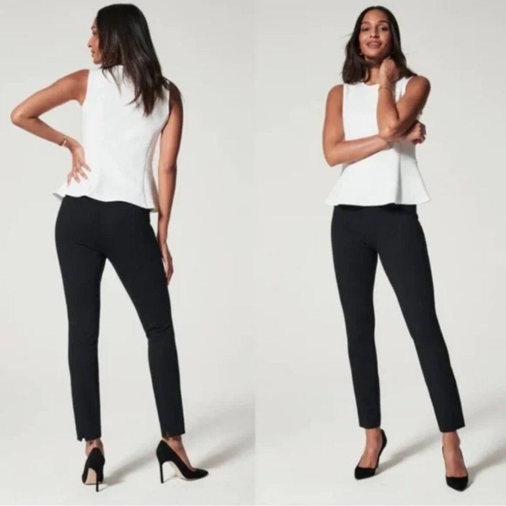 SPANX The Perfect Pant Back Seam Skinny Ankle Pants Black Size XS